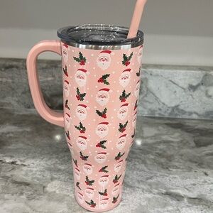 Swig life Santa Claus  Pink holly jolly Tumbler with Straw. 40 oz   Used once.
